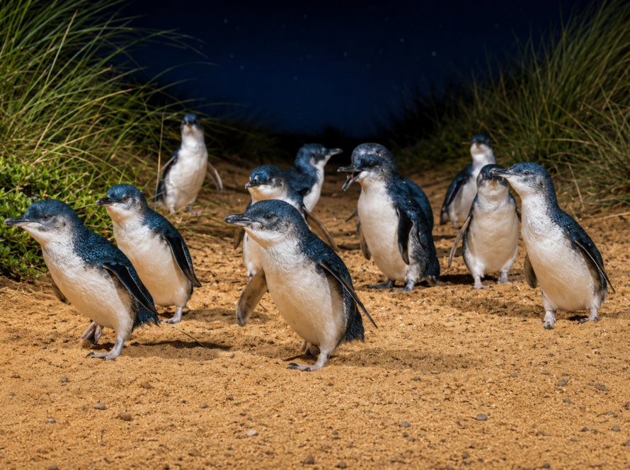 Little penguins at Phillip Island on a private day tour from Melbourne