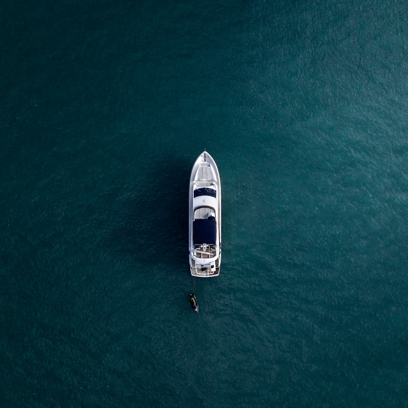 Yacht at anchor, seen from above